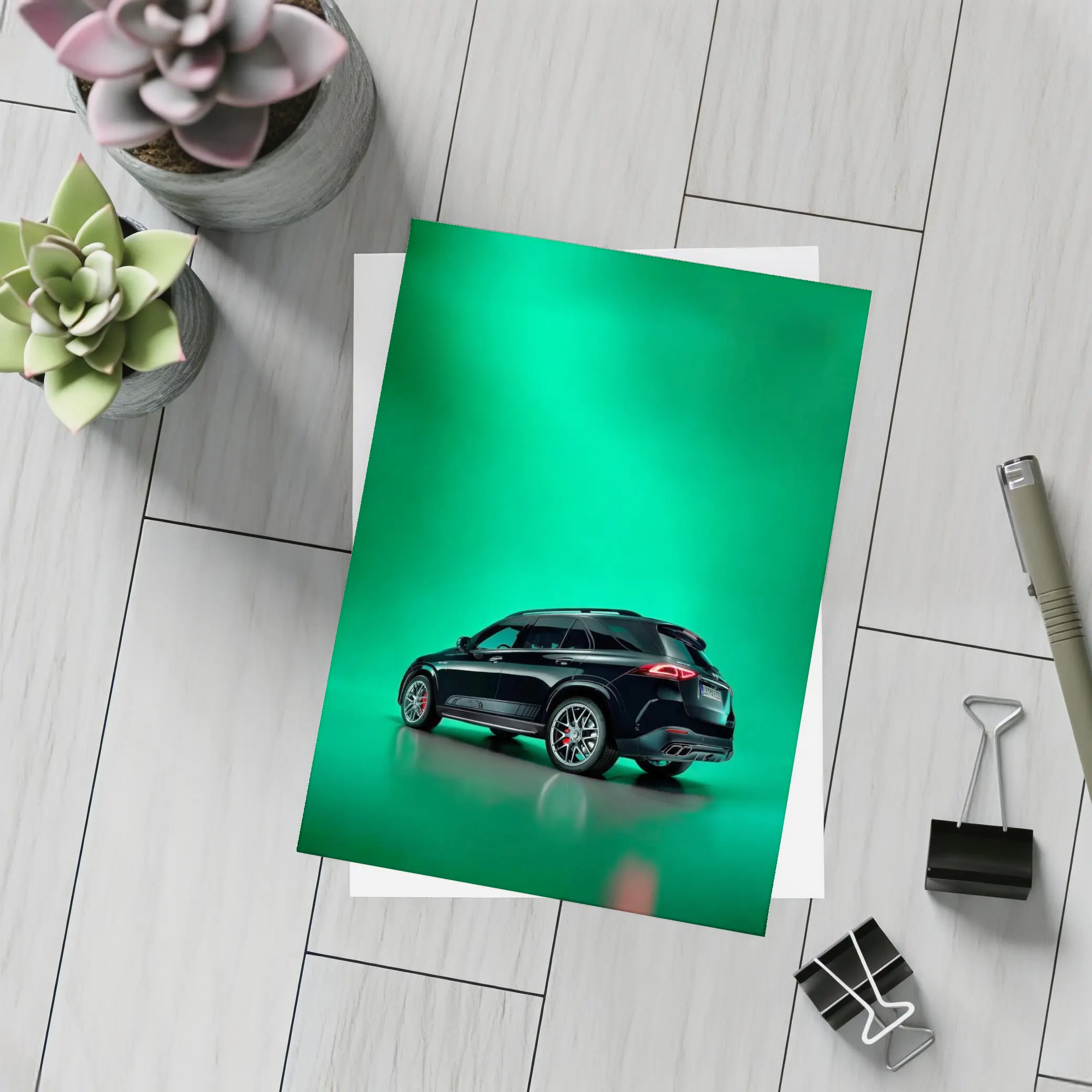 Mercedes AMG GLE Black On Green Background – Postcards